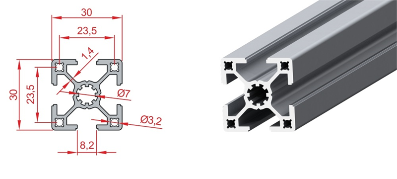 Hliníkové profily s drážkou 8 mm